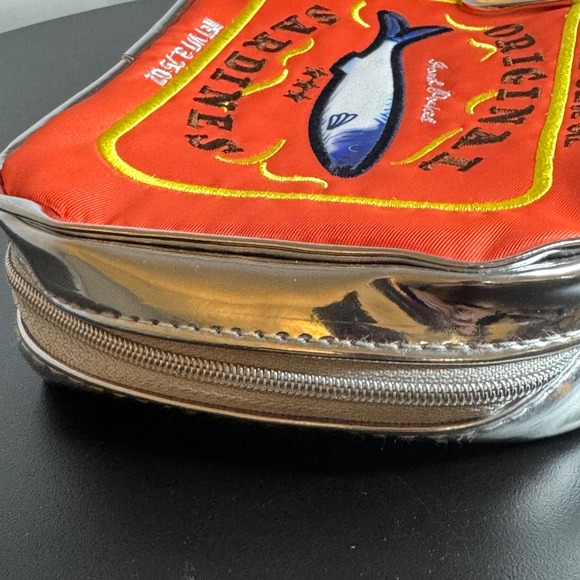 Viral Sardine Can Shiny Bag Embroidered Textured Cosmetic Pouch‎ Funky Unique - Picture 10 of 15